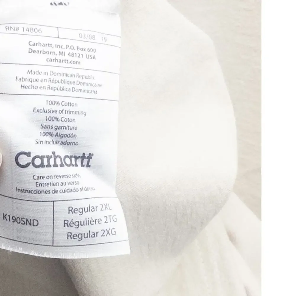 Carhartt K231 Long Sleeve Logo T Shirt 2XL Tan Mens Heavyweight Workwear Tee